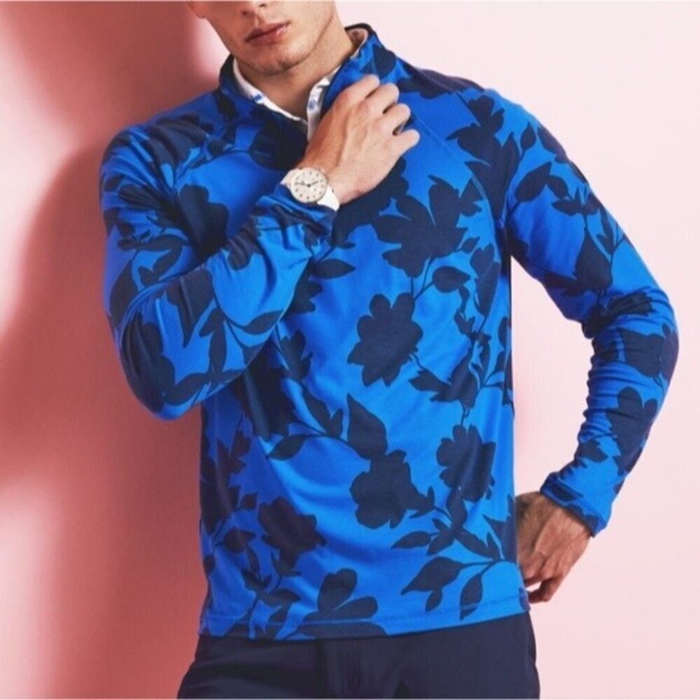 G/FORE Tonal Floral Luxe Quarter Zip Mid Layer Pullover Sweatshirt Small New